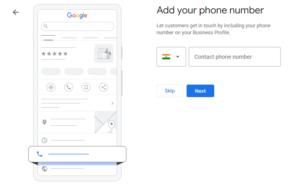 Add Contact Number in GBP